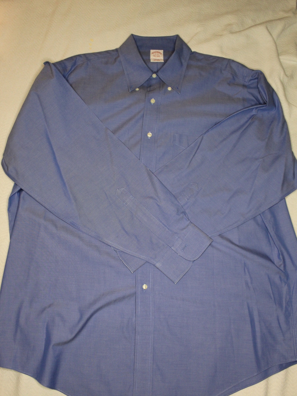 Brooks Brothers Solid Blue Long Sleeve Button Up Dress Shirt 17-34/35